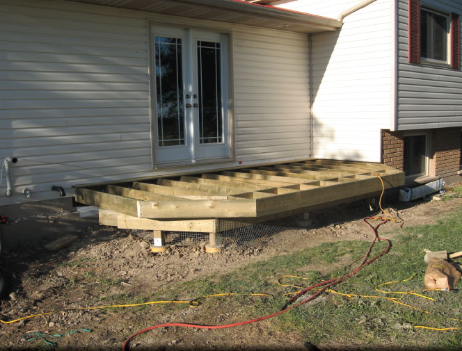 New front deck being built with sitting area.